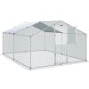 VEVOR Metal Chicken Coop, 13.1 x 9.8 x 6.6 ft Large Chicken Run, Peaked Roof Outdoor Walk-in Poultry Pen Cage for Farm or Backyard