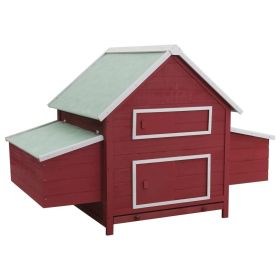 Chicken Coop Red 61.8"x38.1"x43.3" Wood