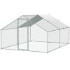 VEVOR Large Metal Chicken Coop, 9.8x12.9x6.5 ft Walk-in Chicken Runs for Yard with Cover