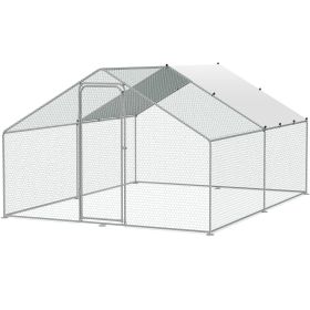 VEVOR Large Metal Chicken Coop, 9.8x12.9x6.5 ft Walk-in Chicken Runs for Yard with Cover