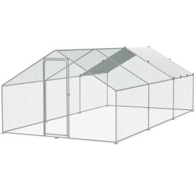 VEVOR Large Metal Chicken Coop, 9.8x19.3x6.5 ft Walk-in Chicken Runs for Yard with Cover