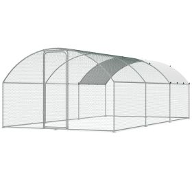 VEVOR Large Metal Chicken Coop with Run, 9.8x19.3x6.5 ft Walk-in Chicken Runs for Yard with Cover
