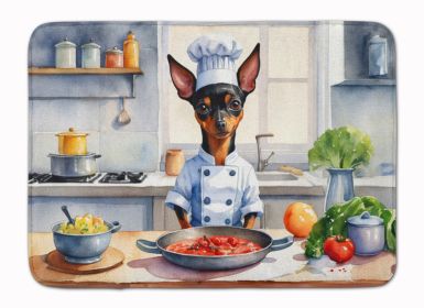 Miniature Pinscher The Chef Memory Foam Kitchen Mat Machine Washable Anti-Fatigue Mat Cushion Comfort Bath Mat or Kitchen Rug