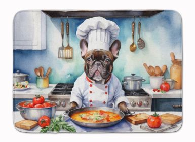 French Bulldog The Chef Memory Foam Kitchen Mat Machine Washable Anti-Fatigue Mat Cushion Comfort Bath Mat or Kitchen Rug