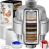 20 Stage Shower Filter with Vitamin C E for Hard Water Polished Brass Color High Output Shower Water Filter to Remove Chlorine Fluoride 2 Cartridges I