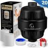 20 Stage Shower Head Filter with Vitamin C E A for Hard Water Black Color High Output Filter to Remove Chlorine and Fluoride 2 Replacement Cartridges