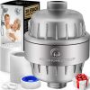20 Stage Shower Filter with Vitamin C E for Hard Water Polished Brass Color High Output Shower Water Filter to Remove Chlorine Fluoride 2 Cartridges I