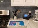 Cream Golden Retriever USA American Glass Cutting Board Decorative Tempered Glass Kitchen Cutting and Serving Board Large Size Chopping Board
