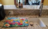 Anemones in Watercolor Dish Drying Mat Absorbent Dish Drying Mat Pad for Kitchen Counter Dish Drainer Mat for Countertop, 14 x 21", Multicolor