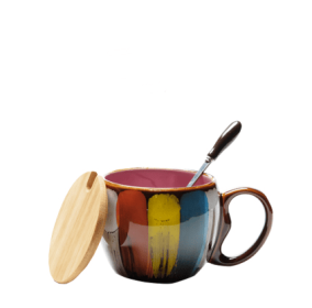 Creative ceramic cup milk cup water cup coffee cup breakfast cup couple cup to cup mug with lid spoon (Color: pink)