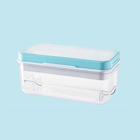 1pc Ice Cube Tray Mold With Lid And Bin; 32-cell Ice Cubes Mold; Ice Tray For Freezer; Ice Freezer Container; Spill-Resistant Removable Lid & Ice (Color: Blue)