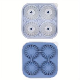 1pc Fairy Ball Ice Tray Ice Ball Mold Whiskey Silicone Ice Box Silicone Ice Tray Ice Ball With Funnel Integrated (Color: 4 Connected Cactus Ice Trays - Blue)