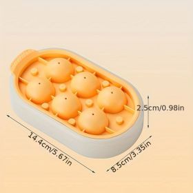 Ice Cube Mold Silicone With Lid Creative 6 Grids Round Ice Tray Ice Ball Ice Maker Homemade Ice Cube Box Refrigerator Ice Box (Color: yellow)