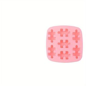 1pc; Puzzle Piece Chocolate Mold; 3D Silicone Mold; Pizzle Piece Shaped Candy Mold; Fondant Mold; Jello Mold; Ice Cube Trays; For DIY Cake Decora (Color: Pink 1pc)