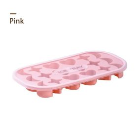 1pc 18 Holes Silicone Ice Tray With Cover; 18 Grids Flexible Ice Tray With Moon; Star And Heart-shaped Mold For DIY Handmade Ice Cube; Pink; Yell (Color: pink)