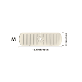 1pc Silicone Sink Faucet Mat Splash Guard; Kitchen Sink Draining Pad Behind Faucet Dish Drying Mat For Countertop; Bathroom; Farmhouse (Color: beige, size: M)