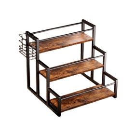 Portable Kitchen Storage Shelf for Seasonings (Color: Brown & Black, Type: Kitchen Supplies)