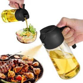 16oz Oil Dispenser Bottle for Kitchen - 2 in 1 Olive Oil Dispenser and Oil Sprayer - 470ml Olive Oil Bottle - Oil Sprayer for Cooking, Kitchen, S (Color: Black)